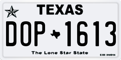 TX license plate DOP1613