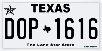 TX license plate DOP1616
