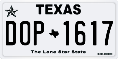 TX license plate DOP1617