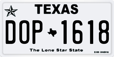 TX license plate DOP1618