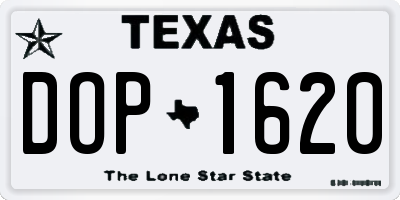 TX license plate DOP1620