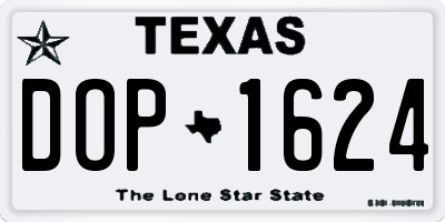 TX license plate DOP1624