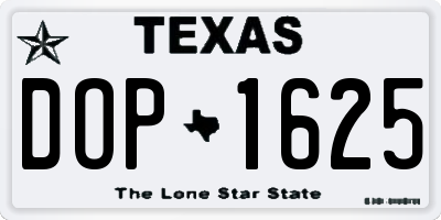 TX license plate DOP1625
