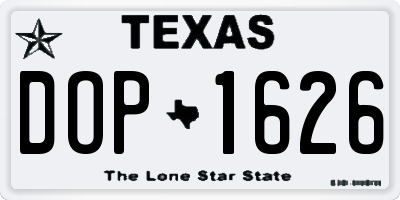 TX license plate DOP1626