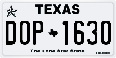TX license plate DOP1630