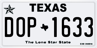 TX license plate DOP1633