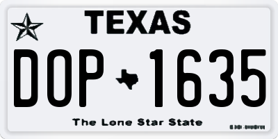 TX license plate DOP1635
