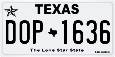TX license plate DOP1636