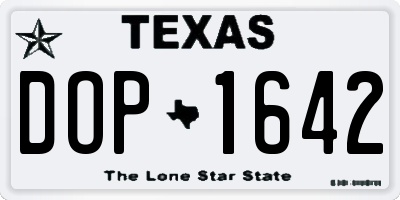 TX license plate DOP1642