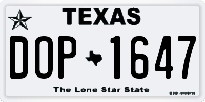 TX license plate DOP1647