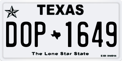 TX license plate DOP1649