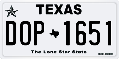 TX license plate DOP1651
