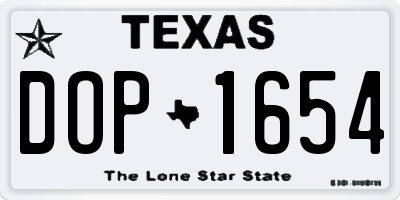 TX license plate DOP1654