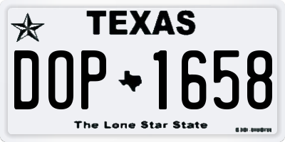 TX license plate DOP1658