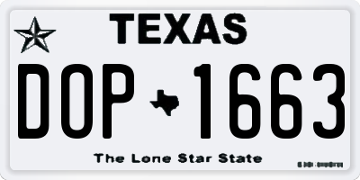 TX license plate DOP1663