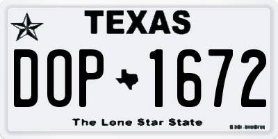 TX license plate DOP1672