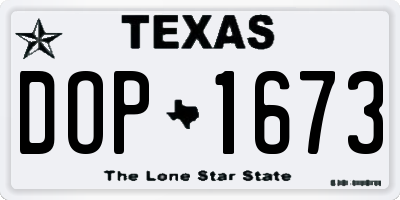 TX license plate DOP1673