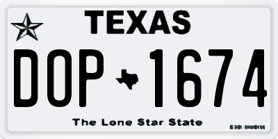 TX license plate DOP1674