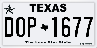 TX license plate DOP1677