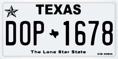 TX license plate DOP1678