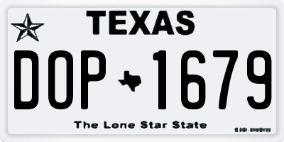 TX license plate DOP1679