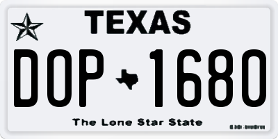 TX license plate DOP1680