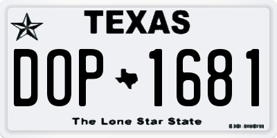 TX license plate DOP1681