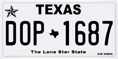 TX license plate DOP1687