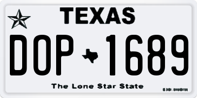 TX license plate DOP1689