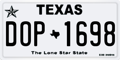TX license plate DOP1698