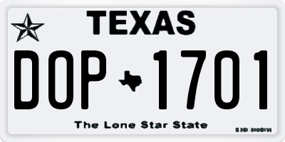 TX license plate DOP1701