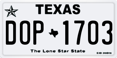 TX license plate DOP1703