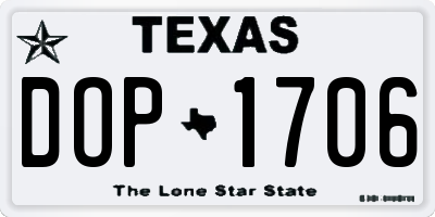 TX license plate DOP1706