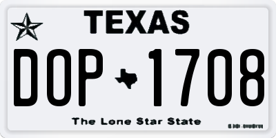 TX license plate DOP1708