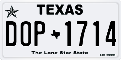 TX license plate DOP1714