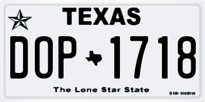 TX license plate DOP1718