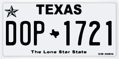 TX license plate DOP1721
