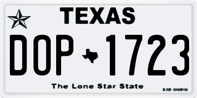 TX license plate DOP1723