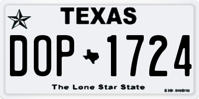 TX license plate DOP1724