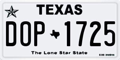 TX license plate DOP1725