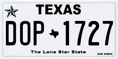 TX license plate DOP1727