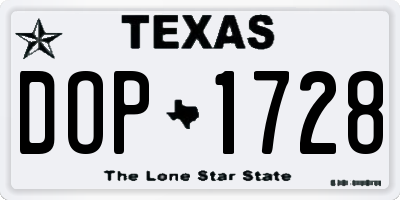 TX license plate DOP1728