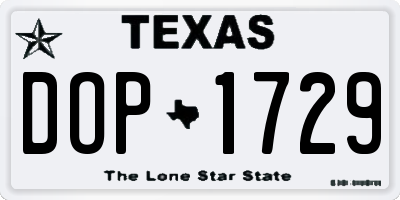 TX license plate DOP1729