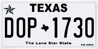 TX license plate DOP1730