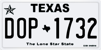 TX license plate DOP1732