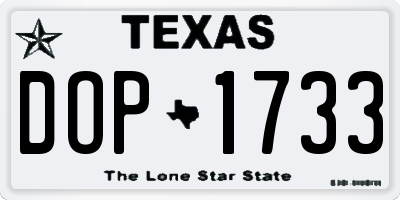 TX license plate DOP1733