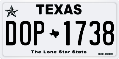 TX license plate DOP1738