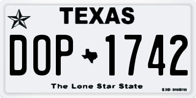 TX license plate DOP1742