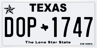 TX license plate DOP1747