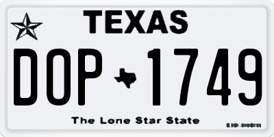 TX license plate DOP1749